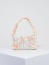 Mini Straw Bag Colorblock Top Handle For Vacation