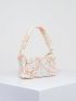 Mini Straw Bag Colorblock Top Handle For Vacation