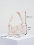 Mini Straw Bag Colorblock Top Handle For Vacation