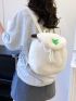 Mini Flap Backpack Drawstring Design Embroidered Detail Fluffy