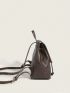 Mini Flap Backpack Brown Minimalist Adjustable Strap For Daily