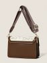 Small Flap Square Bag Letter Graphic Metal Decor