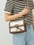 Small Flap Square Bag Letter Graphic Metal Decor