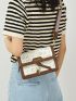 Small Flap Square Bag Letter Graphic Metal Decor