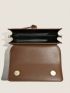 Small Flap Square Bag Letter Graphic Metal Decor