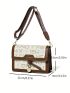 Small Flap Square Bag Letter Graphic Metal Decor