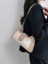 Litchi Embossed Baguette Bag Colorblock Top Handle For