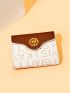 Letter Pattern Small Wallet Metal Decor Credit Card Holder For Daily