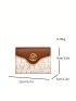 Letter Pattern Small Wallet Metal Decor Credit Card Holder For Daily