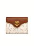 Letter Pattern Small Wallet Metal Decor Credit Card Holder For Daily