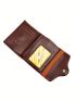 Letter Pattern Small Wallet Metal Decor Credit Card Holder For Daily