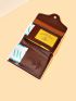 Letter Pattern Small Wallet Metal Decor Credit Card Holder For Daily