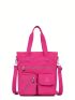 Medium Shoulder Tote Bag Pink Fashionable Zipper Front Decor For Daily