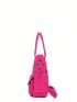Medium Shoulder Tote Bag Pink Fashionable Zipper Front Decor For Daily