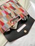 Geometric Pattern Envelope Bag Flap PU Fashionable