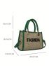 Mini Straw Bag Letter Embroidered Contrast Binding Vacation