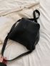 Litchi Embossed Bucket Bag PU Black