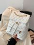 Small Flap Backpack Quilted Twist Lock Chain PU