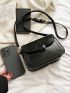 Mini Flap Square Bag Solid Black Minimalist