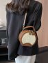 Mini Circle Bag Letter Embossed Zipper PU
