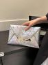 Medium Envelope Bag Geometric Pattern Contrast Binding PU