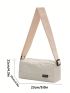 Letter Label Detail Square Bag Adjustable Strap With Zipper White