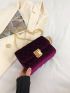 Mini Square Bag Quilted Detail Flap Chain Purple