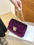 Mini Square Bag Quilted Detail Flap Chain Purple