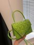 Mini Square Bag Metal Decor Quilted Detail Flap Top Handle PU