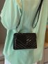 Mini Flap Square Bag Quilted Pattern Minimalist Black
