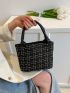 Plaid Pattern Square Bag Mini Double Handle