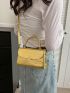 Mini Flap Square Bag Crocodile Embossed Metallic Funky