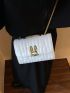 Mini Flap Square Bag Quilted Pattern Metal Decor