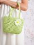 MOD Small Straw Bag Paper Flower Decor