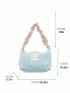 Small Ruched Bag Letter Patch Decor Colorblock