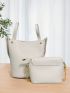 2pcs Bag Set Bucket Bag Crossbody Bag Litchi Embossed Minimalist