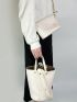 2pcs Bag Set Bucket Bag Crossbody Bag Litchi Embossed Minimalist