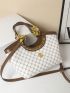 Geometric Pattern Satchel Bag Double Handle, Clear Bag