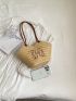 Graphic Pattern Straw Bag Paper