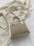 Mini Straw Bag Letter Embroidery Design Double Handle