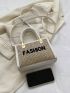 Mini Straw Bag Letter Embroidery Design Double Handle