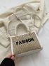 Mini Straw Bag Letter Embroidery Design Double Handle