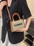 Mini Straw Bag Letter Embroidered Contrast Binding Vacation