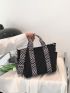 Small Tote Bag Quilted Geometric Pattern Strap