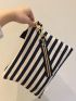 Medium Square Bag Stripe Pattern Tassel Detail