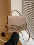 Small Square Bag Crocodile Embossed Chain Decor Top Handle