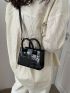 Mini Square Bag Crocodile Embossed Double Handle