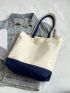 Medium Shopper Bag Two Tone Letter Detail Double Handle