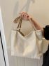 Textured Shoulder Tote Bag With Small Pouch
