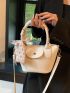 Litchi Embossed Twilly Scarf Decor Satchel Bag Pu